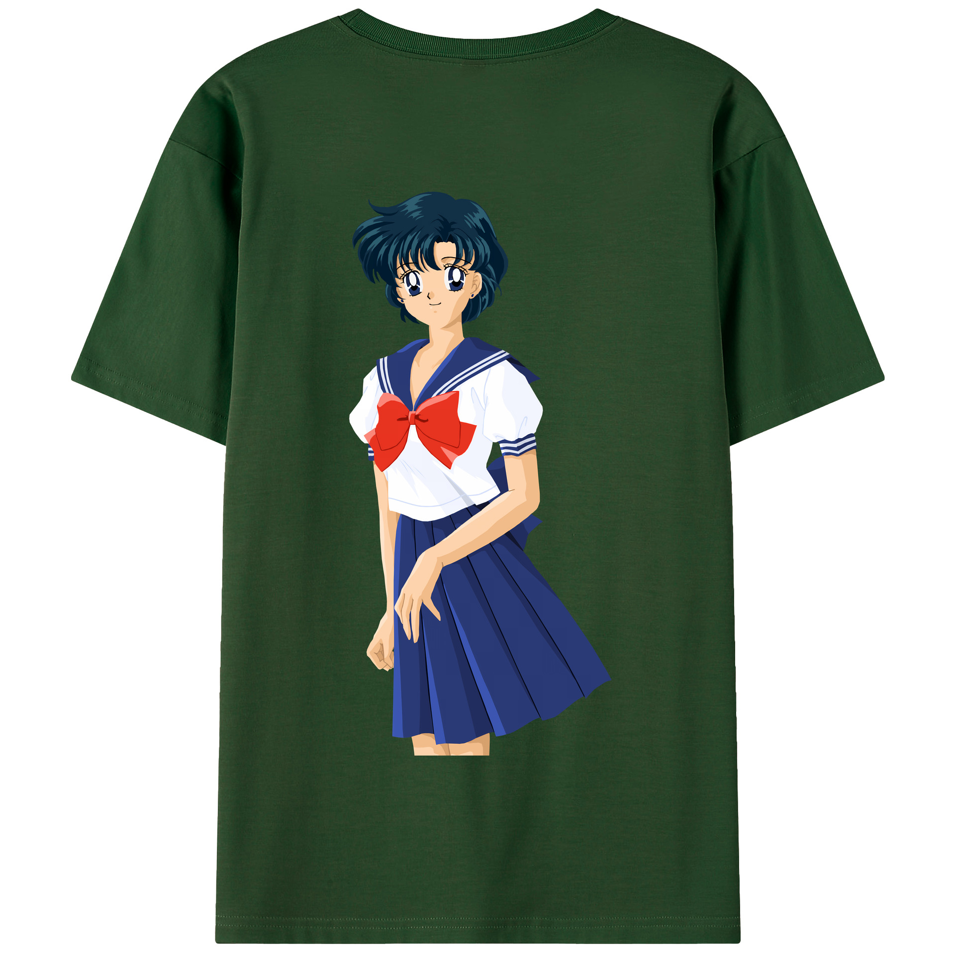 （画像用） 美少女戦士セーラームーン 水野 亜美 みずの あみ Sailor Moon Mizuno Ami 綿100％半袖Tシャツ（背面プリント）